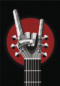 Art Print Rock poster with a metal hand, ne2pi