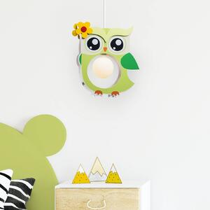 Elobra Green Erna hanging light in the shape of an owl