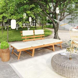 Garden Bench with Cushions 2-in-1 190 cm Solid Wood Acacia