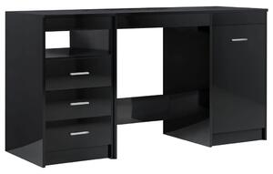 Desk High Gloss Black 140x50x76 cm Engineered Wood