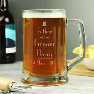 Personalised Decorative Wedding Father of the Groom Tankard Clear