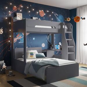 Cosmic L Shaped Triple Bunk Bed Frame Grey