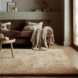 Faroe Wool Look Washable Faux Fur Rug Natural