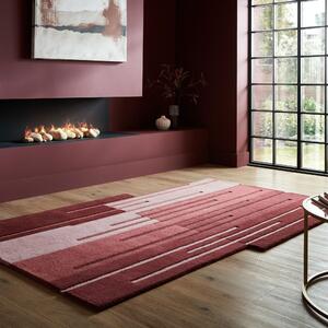 Split Ombre Shaped Wool Rug Red