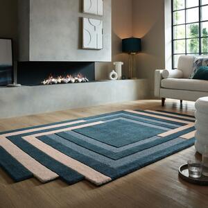 Labyrinth Shaped Wool Rug Green