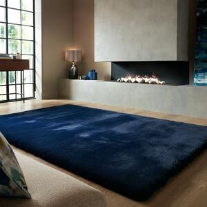 Ivy Luxury Faux Fur Rug Navy (Blue)