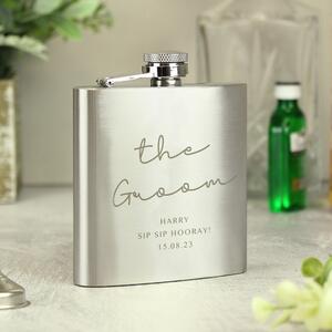 Personalised Any Message Hip Flask Silver