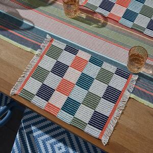 Set of 2 Woven Placemats Green/Blue/Orange