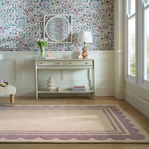 Lois Scallop Border Wool Rug Purple