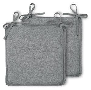 Set of 2 Textured Water Resistant Seat Pads Grey