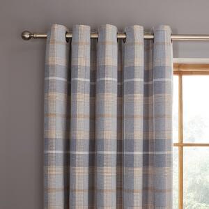 Ember Chenille Thermal Navy Eyelet Curtains Natural (Grey)