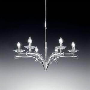 Metallux Chandelier ICARO with crystal glass 6-bulb, chrome