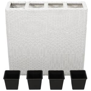 Garden Raised Bed with 4 Pots Poly Rattan White