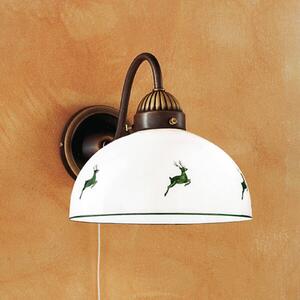 Austrolux Rustic wall light Nonna, green with stags