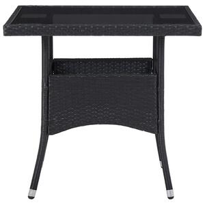 Outdoor Dining Table Black Poly Rattan and Glass