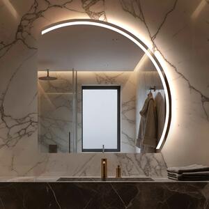 Bathroom mirror semi circular Q223 with lighting modern Artforma