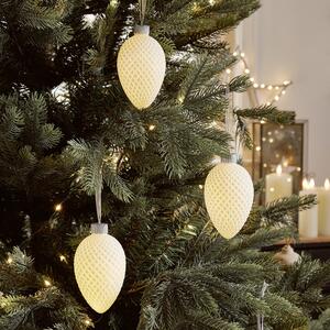 Ceramic Pinecone LED Christmas Bauble Trio