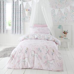 Unicorn Enchanted Duvet Cover and Pillowcase Set Pink/Green/White