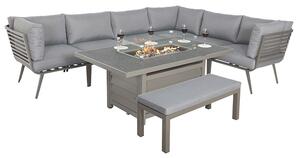 Mayfair 8 Seater 6 Piece Lounge Set with Rectangle Firepit Grey