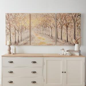 Set of 3 Woodland Panelled Canvases Brown