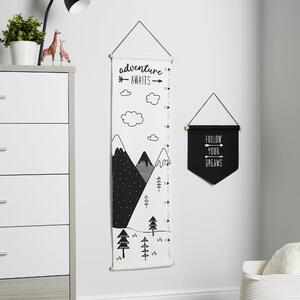 Mono Mountains Wall Art & Growth Chart Set Black/white