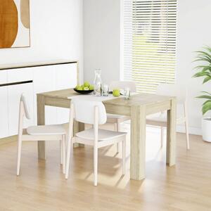 Dining Table White and Sonoma Oak 140x74.5x76 cm Engineered Wood