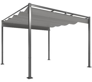 Outsunny 3 x 3(m) Garden Pergola with Retractable Roof and Magnetic Fixture, Outdoor Pergola Kit Sun Shade Canopy, UPF30+, Grey
