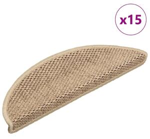 Stair Mats Self-adhesive Sisal-Look 15 pcs 56x17x3 cm Sand