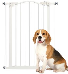 PawHut Metal Pet Safety Gate Dog Gate Folding Fence, White Aosom UK