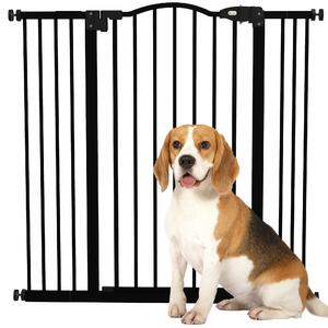 PawHut Dog Gate Baby Gates for Dogs Pet Gate with Metal Adjustable Frame & Double Locking System, 74-100Wcm, Black Aosom UK