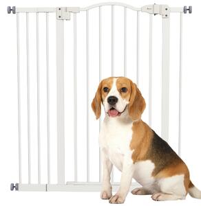 PawHut Adjustable Pet Safety Gate: No-Drill Installation, Auto-Close Feature for Doorways, Crisp White, 74-94cm Aosom UK