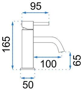 Bathroom faucet Rea Lungo Grip Gun Grey low
