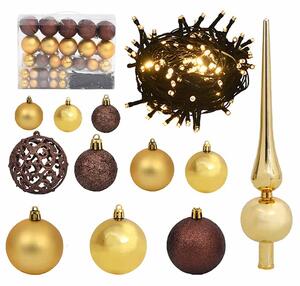 61 Piece Christmas Ball Set with Peak and 150 LEDs Gold&Bronze