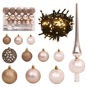 61 Piece Christmas Ball Set with Peak and 150 LEDs Rose Gold