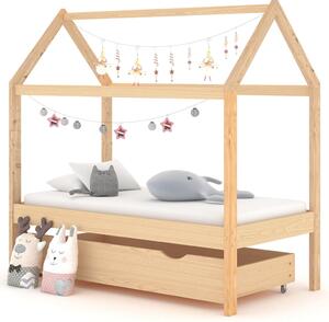 Kids Bed Frame with a Drawer Solid Pine Wood 70x140 cm