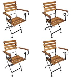 Folding Garden Chairs 4 pcs Steel and Solid Wood Acacia