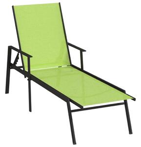 Sun Lounger Steel and Textilene Fabric Green