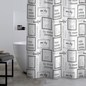 Catherine Lansfield Relax And Unwind Shower Curtain Grey Black