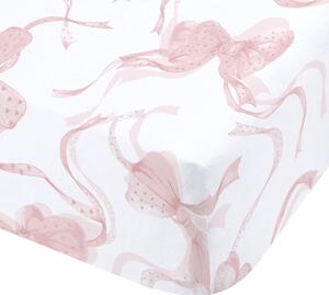 Catherine Lansfield Bow Bed Linen Fitted Sheet White Pink