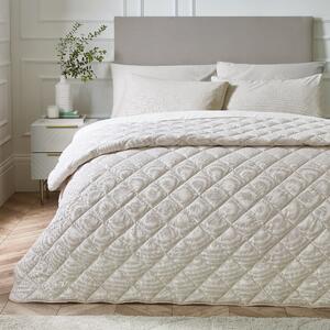 Catherine Lansfield Corded Leaves 240cm x 260cm Bedspread Champagne