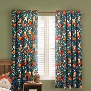 Catherine Lansfield Fox And Woodland Friends Ready Made Eyelet Curtains 66 x 72 Green