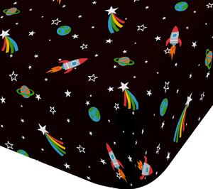 Catherine Lansfield Rainbow Rockets Bed Linen Fitted Sheet Black
