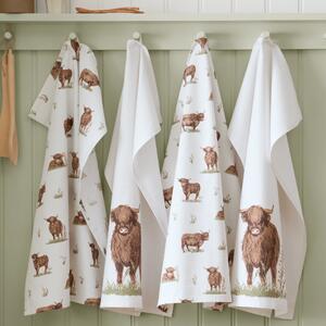Catherine Lansfield Angus Highland Cow Tea Towel Natural