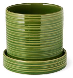 Flowerpot - Stoneware. Ø16 x 14.5 cm. - Green - Søstrene Grene