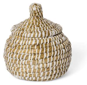 Basket with lid - Sugar cane. Ø15 x 15 cm. - Nature - Søstrene Grene