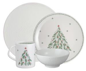 Porcelain Evergreen Carved White 16 Piece Dinnerware Set -