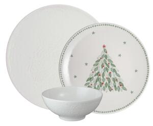 Porcelain Evergreen Carved White 12 Piece Dinnerware Set -