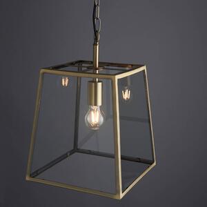 Endon 95835 Hurst Ceiling Pendant Light In Matt Antique Brass With Clear Glass Panels