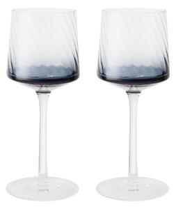 Contemporary Fluted Blue Wine Glass - Set Of 2 -