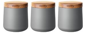 Denby Set Of 3 Grey Storage Canisters -